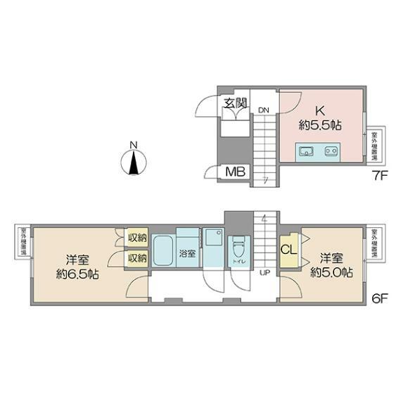 鍋屋横丁住宅(2K) 7階の間取り図