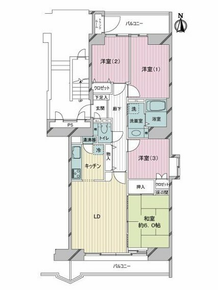 ダイアシティ2000茂庭B2リッヂ(4LDK) 5階の間取り図