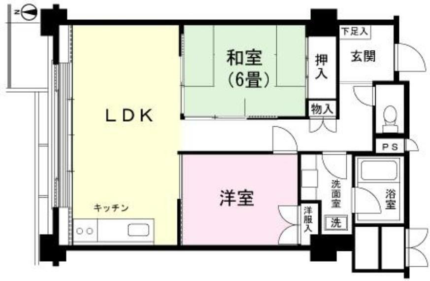 フジタ第7箱根山マンション(2LDK) 4階の間取り図