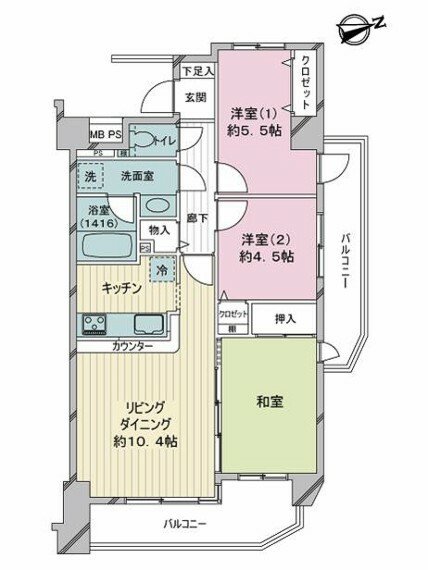 ライオンズマンション赤塚公園第2(3LDK) 4階の内観
