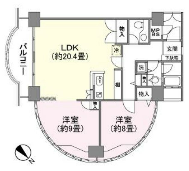 御宿アーバンコンフォート(2LDK) 2階の間取り図