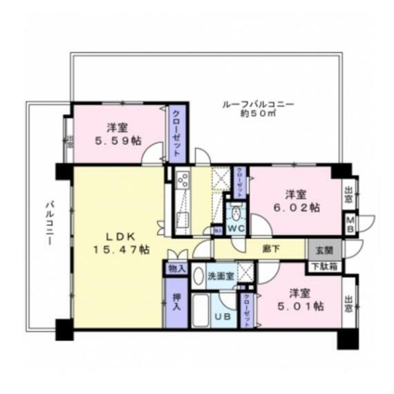 ルイシャトレ鶴ヶ峰(3LDK) 5階の間取り図