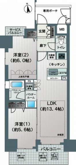 エステムコート高槻駅前エグゼ(2LDK) 12階の間取り図