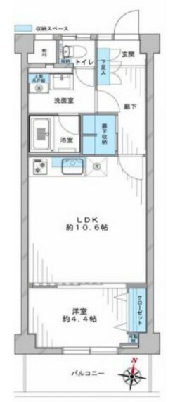 ニューローレルマンション(1LDK) 7階の間取り図