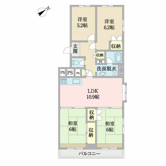 サニーハウス南行徳B棟(4LDK) 3階の間取り図