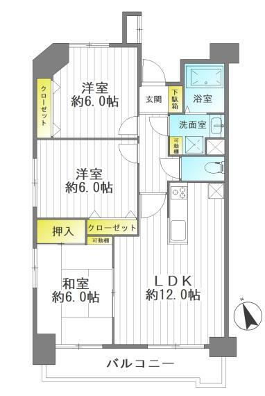 ダイアパレス上杉東(3LDK) 4階の間取り図