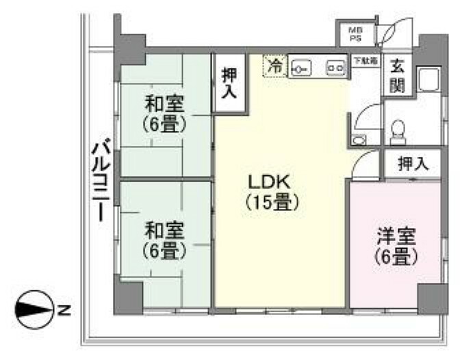 センチュリー御宿シーサイド(3LDK) 6階の間取り図