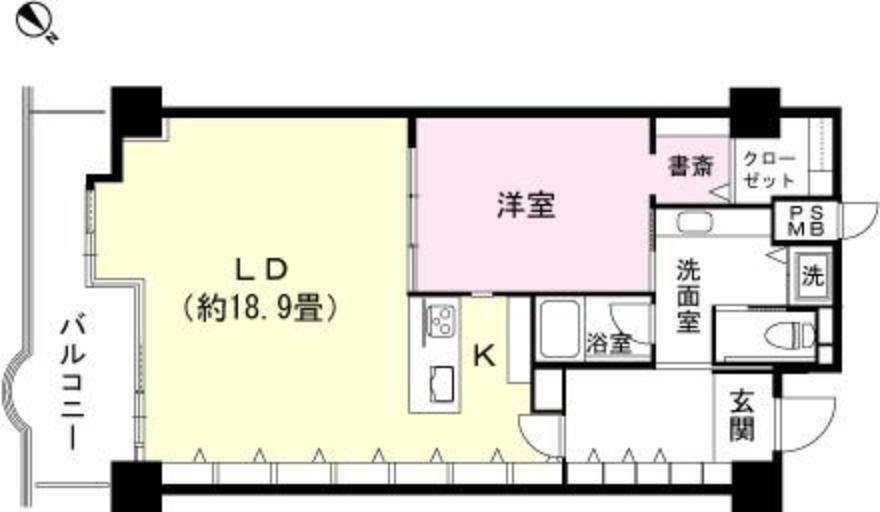 中銀ライフケア第3伊豆山23号館B(1LDK) 3階の間取り図