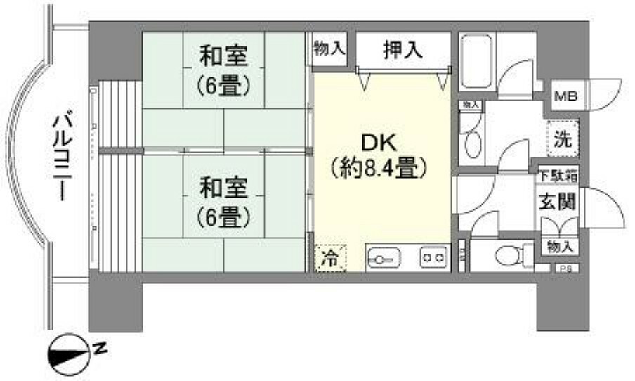 エスカール御宿(2DK) 8階の間取り図