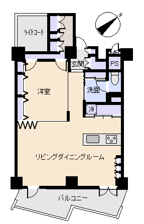 プラザ伊豆山(1LDK) 3階の間取り図