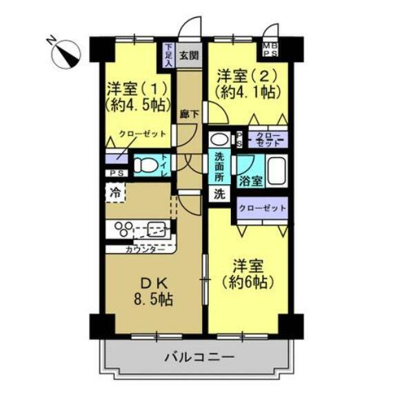 ライオンズマンション坂戸(3LDK) 5階の間取り図