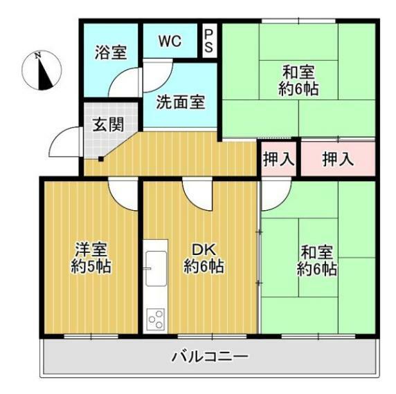 ニュー志紀ハイツB棟(3DK) 5階の内観