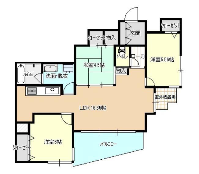 【リフォーム前間取り図】3LDK各部屋収納付きの住宅になるのでお部屋を広く使うことができます。