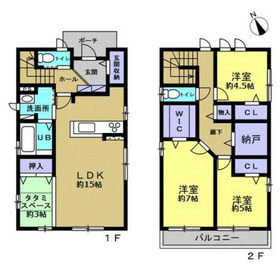 【間取図】3SLDK、ダイワハウス様施工の住宅です。玄関収納やウォークインクローゼットなど収納スペースの多い間取です。