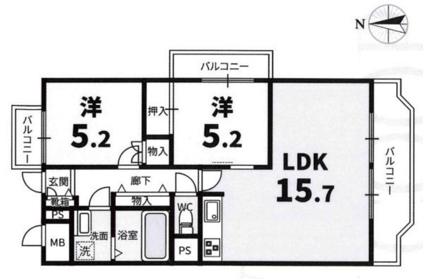 藤和シティコープ明大寺(2LDK) 8階の間取り図