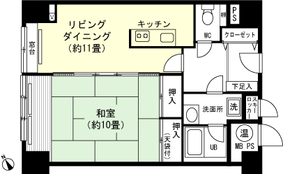 ライオンズマンション石打丸山(1LDK) 2階の間取り図