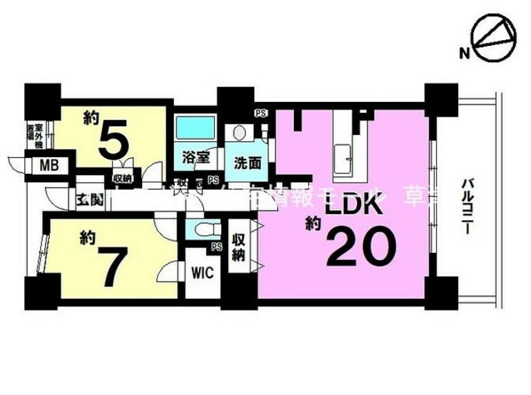 リーデンスタワー草津(2LDK) 11階の内観