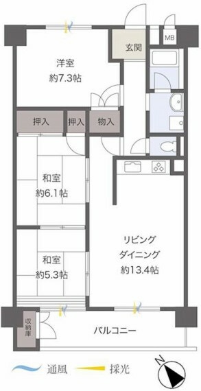 東武鶴瀬西口サンライトマンション(3LDK) 8階の内観