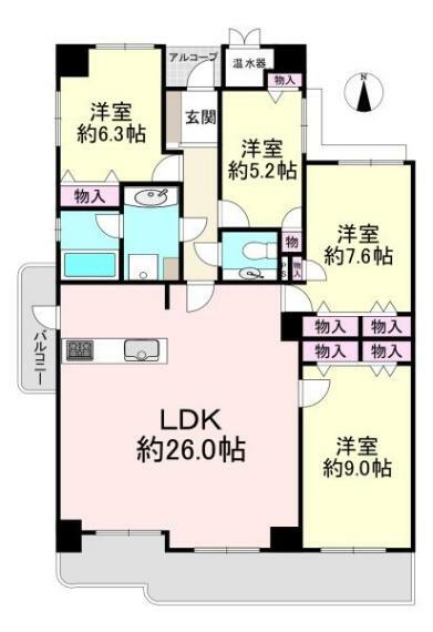 ネオハイツ八木西(4LDK) 6階の間取り図