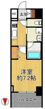 スプランディッド大阪WEST(1K) 4階の間取り図