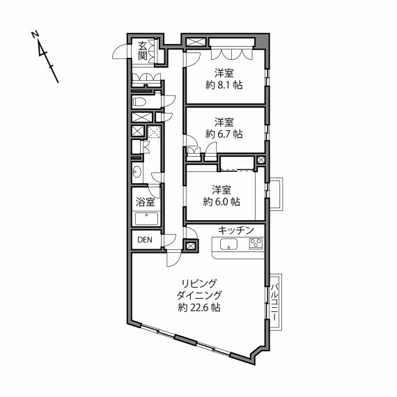 コートハウス駒沢(3LDK) 1階の間取り図