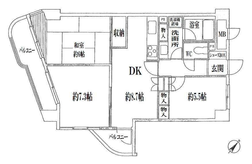 ラムズヒル湘南石名坂(3DK) 4階の内観