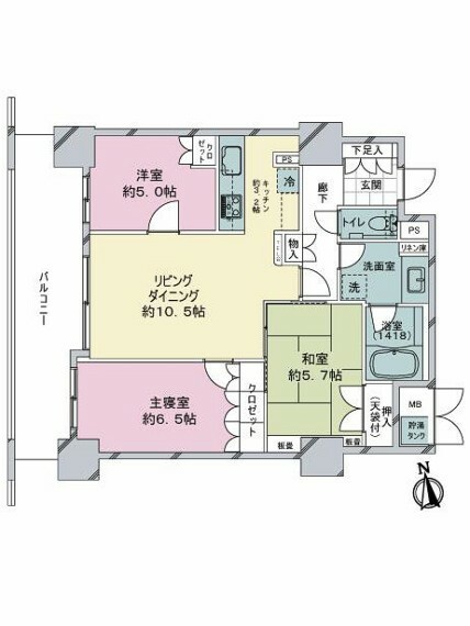 アップルタワーズ仙台(3LDK) 26階の間取り図