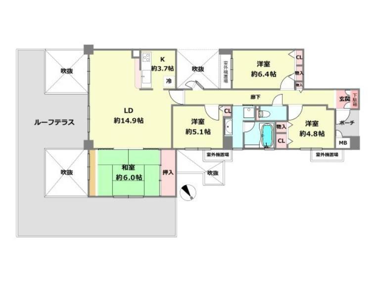 ジオ六甲山手(4LDK) 9階の間取り図