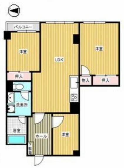 ライオンズマンション石川町(3LDK) 3階の間取り図