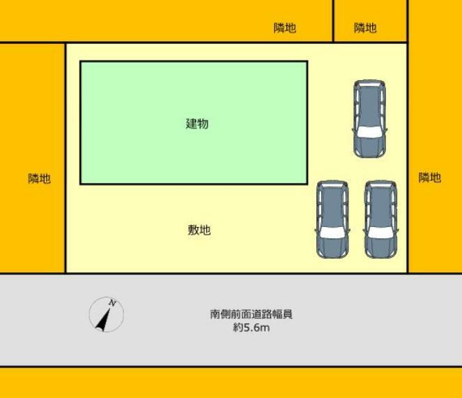 区画図です。駐車場を拡張し、お車3台駐車可能です。