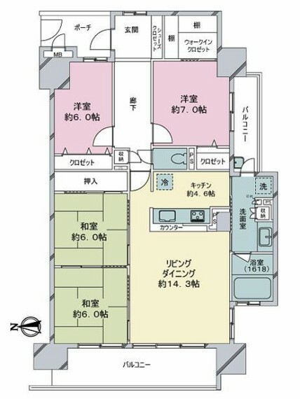 サーパスシティ桜通りパークウィング(4LDK) 15階の間取り図