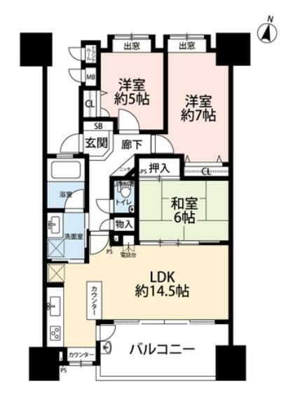 アルフィーネ久留米諏訪野町(3LDK) 4階の間取り図