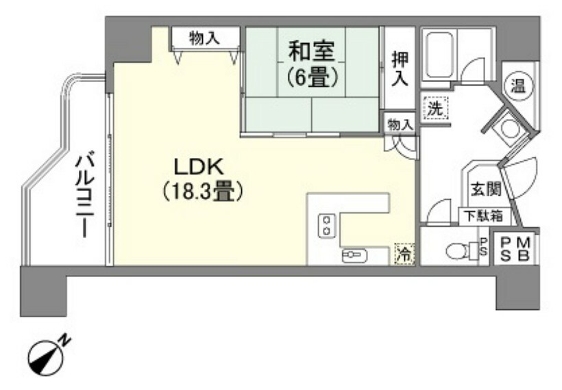 クアライフ御宿(1LDK) 5階の間取り図