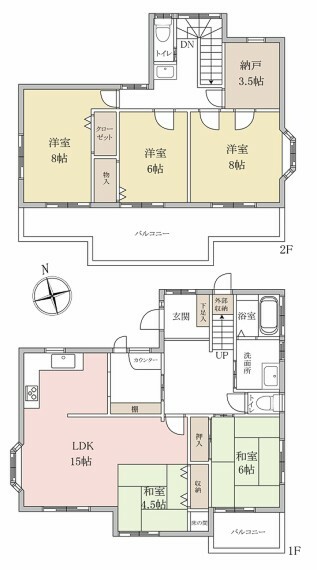 【5LDK＋納戸】全居室南西向きにつき陽当り良好！