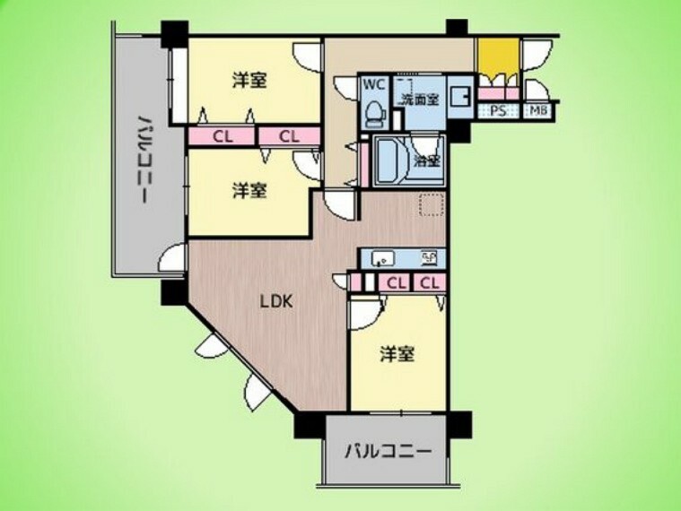 レフィーズ荏田(3LDK) 4階の間取り図