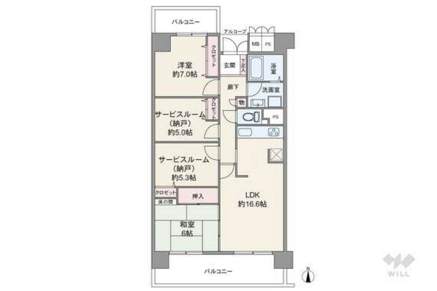 西宮マリナパークシティ桜のまち1番館(4LDK) 1階の間取り図