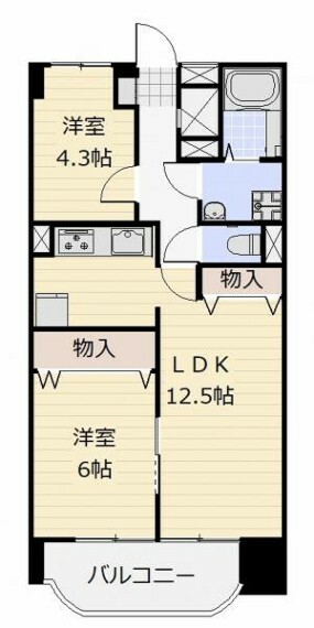 シャンボール石名坂(2LDK) 6階の間取り図