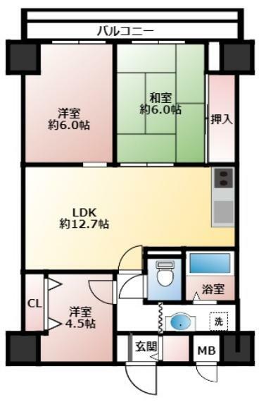 プラザ南行徳(3LDK) 2階の間取り図