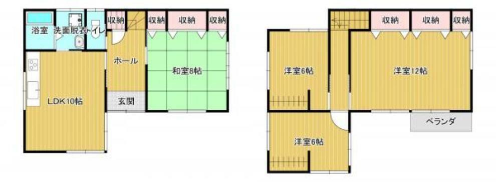 【間取り図】1階が和室の3LDK住宅です。床、クロス、建具、水回り設備は新品へ交換しています。
