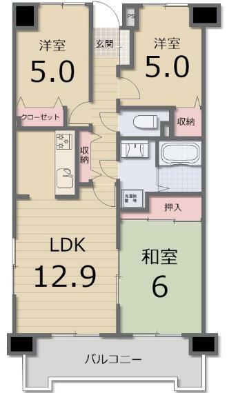 ダイアパレス国分寺(3LDK) 14階の間取り図