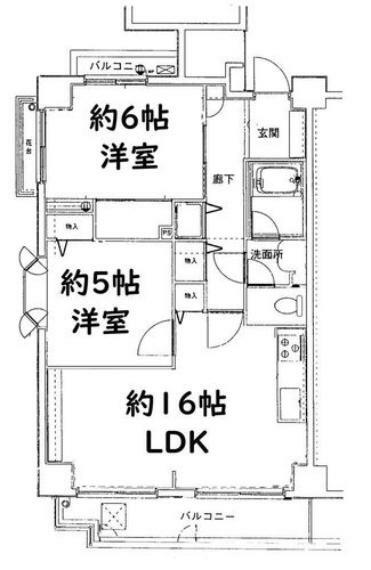 ローテローゼ登戸(2LDK) 5階の間取り図