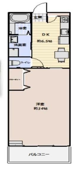 新所沢マンション(1DK) 4階の間取り図