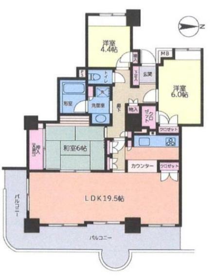 所沢スカイライズタワー(3LDK) 14階の間取り図