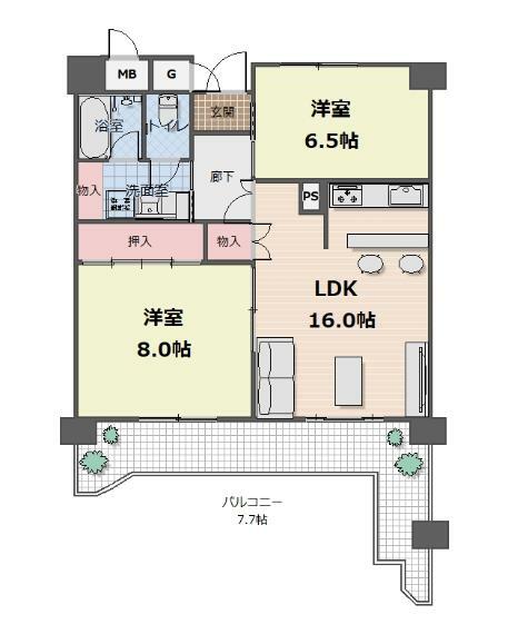東桜スカイハイツ(2LDK) 5階の間取り図