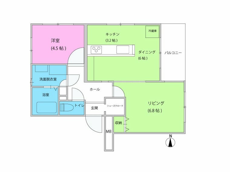 コスモ大泉学園(1LDK) 2階の間取り図