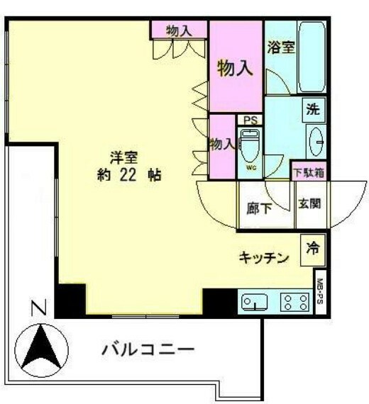 横浜山手ガーデニア(1R) 4階の間取り図