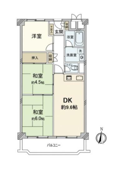 日商岩井栄ハイツ(3LDK) 2階の間取り図