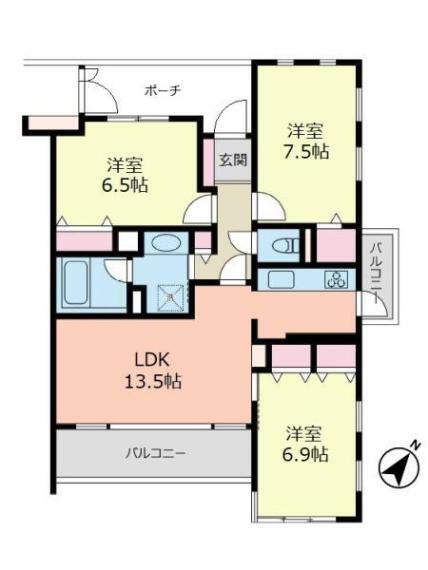 エクセラージュ片瀬江ノ島(3LDK) 2階の間取り図