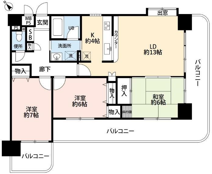 ライオンズマンション姫路東今宿(3LDK) 14階の間取り図