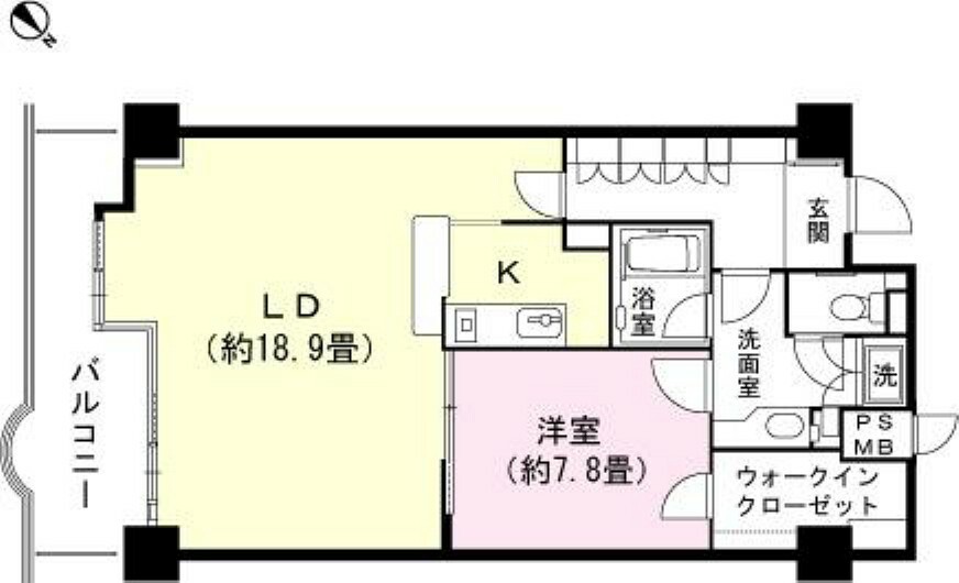 中銀ライフケア第3伊豆山23号館B(1LDK) 2階の間取り図